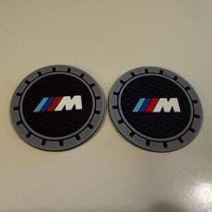 BMW Motorsports Car Cup Coasters in Black and Gray Set of 2 NWT